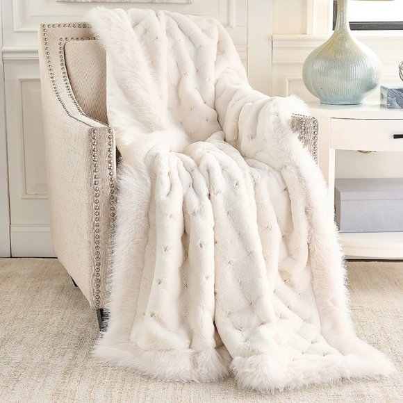 dennis basso Bedding Dennis Basso Sculpted Quilt Faux Fur Throw W